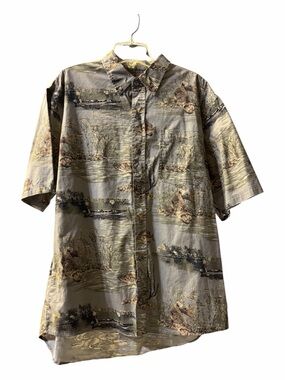 Red Head Brand Co. Men's L Fishing Pattern Short Sleeve Button Down Shirt Size L